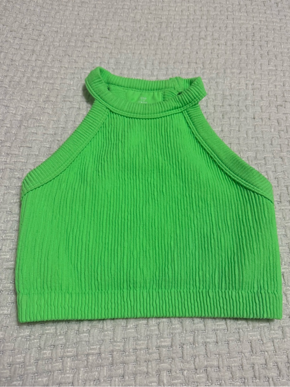 Aerie Superchill Seamless High Neck Bra Top, small.  Lime green